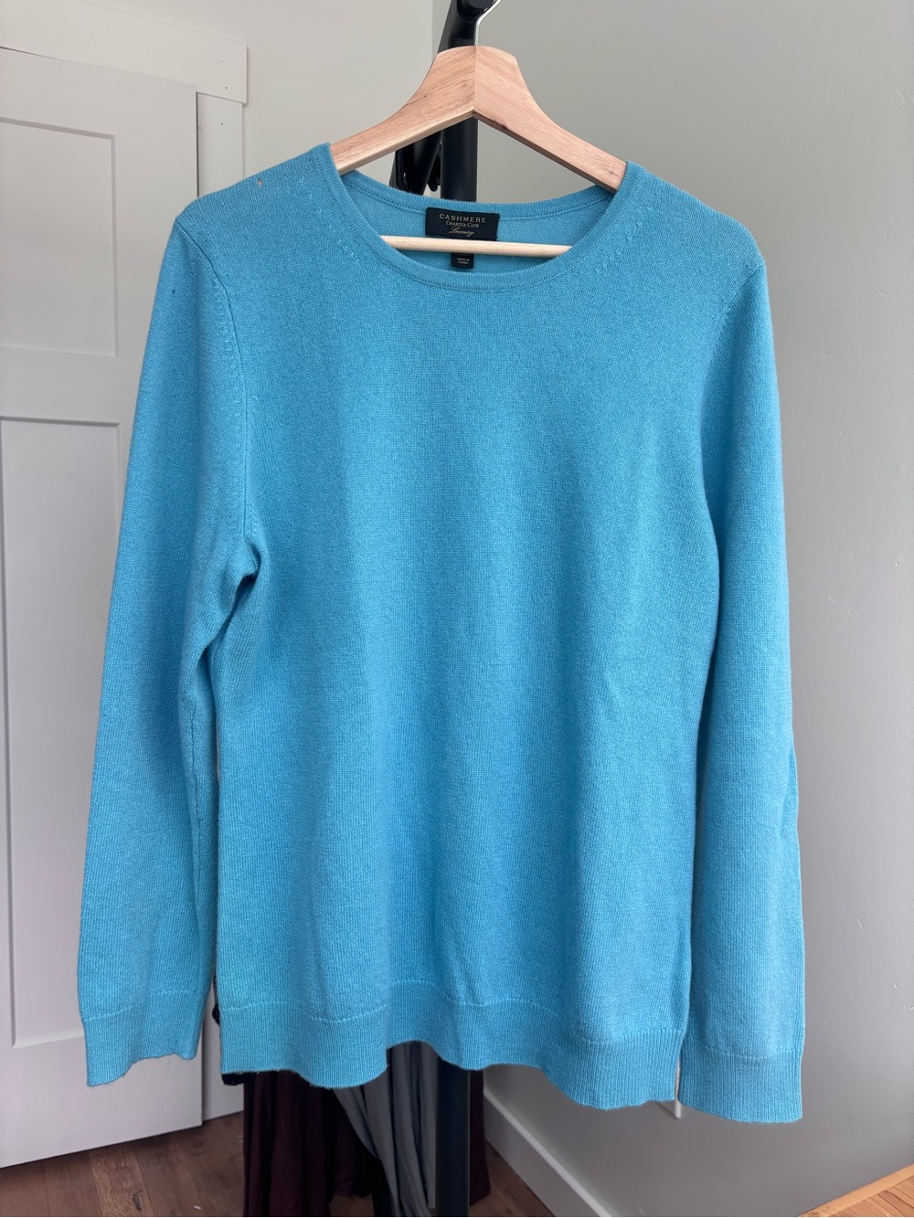 Charter Club Luxury Tiffany Blue Crew neck 100% Cashmere Sweater Sz XL (read)